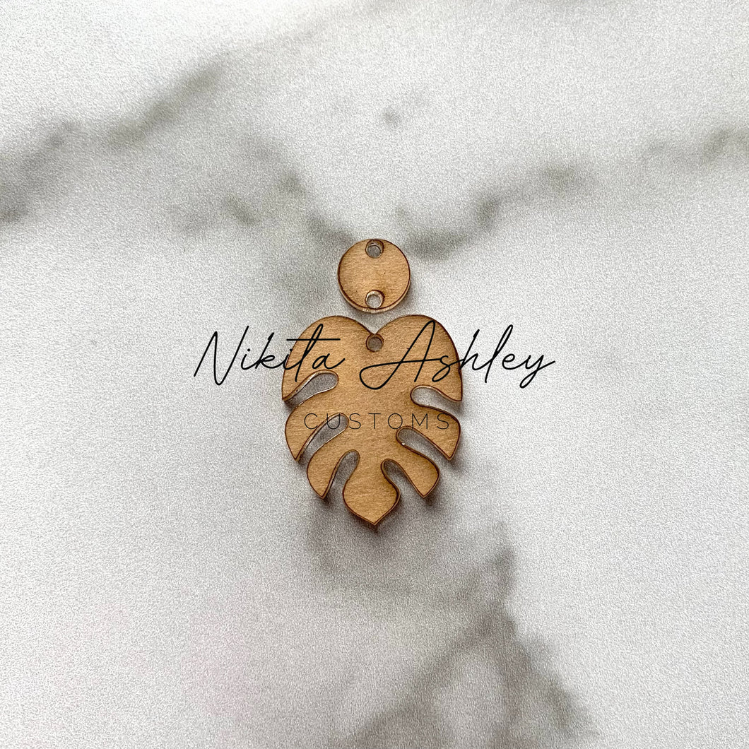 Two Piece Monstera Leaf Earring/Pendant Blank - 3 Holes